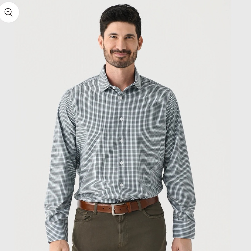 Mizzen + Main MEN'S TRIM LEEWARD DRESS SHIRT FIR WINSTON CHECK SIZE XL